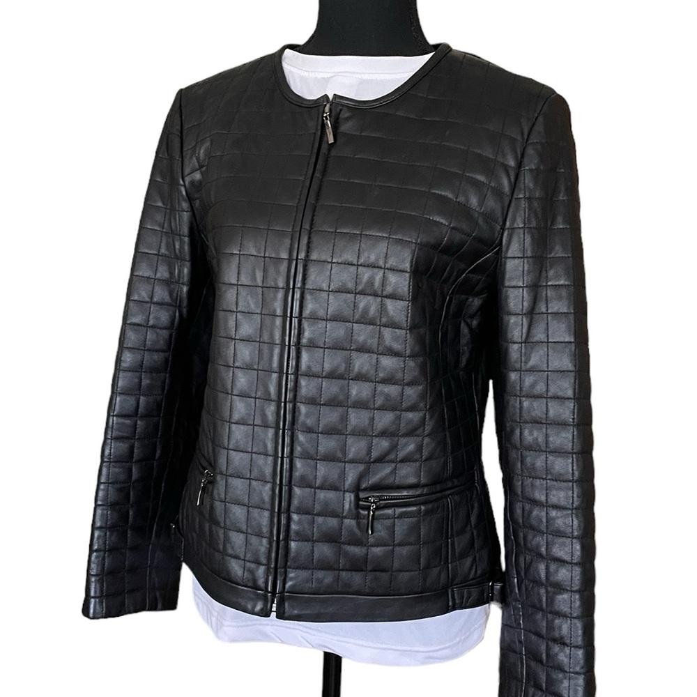 Petite Sophisticate Black Leather Jacket